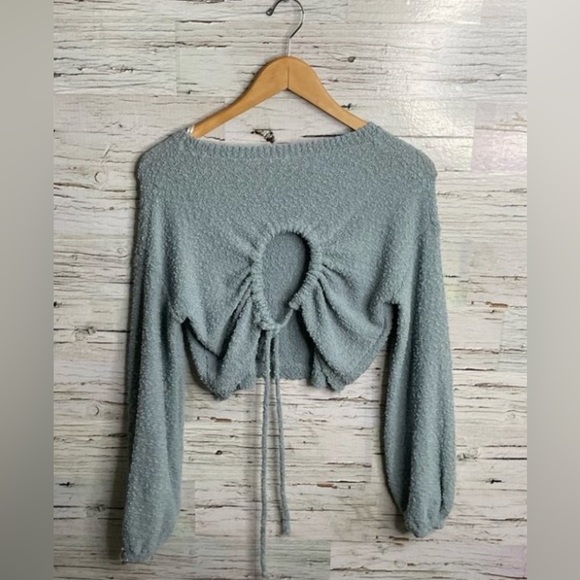 Dreamers S/M cropped boat neck long sleeve sweater - Picture 2 of 7